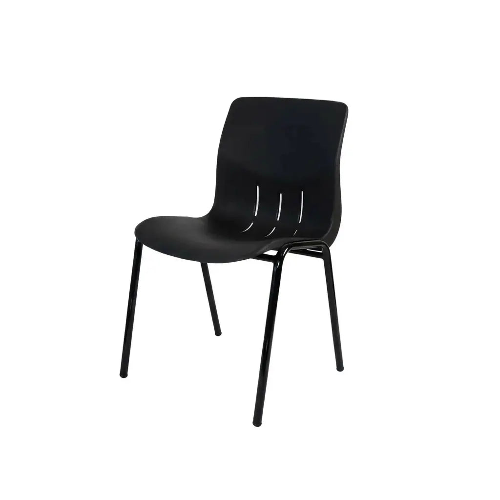 Chaise Kaline entièrement noire, coque et piétement noirs, M2