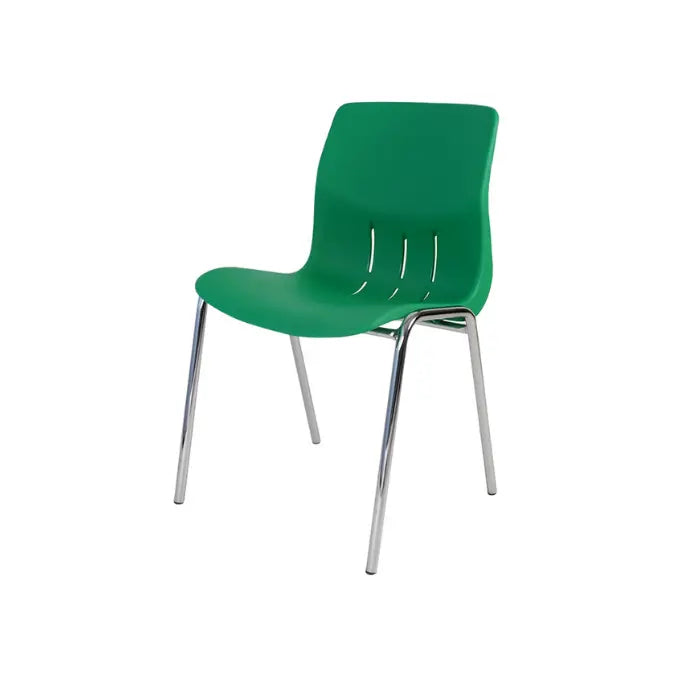 Chaise Kaline verte sans accroches, classée M2, pieds chromés