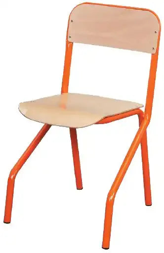 Chaise maternelle Mathéo appui sur table, hêtre vernis et tube acier Ø 25 mm