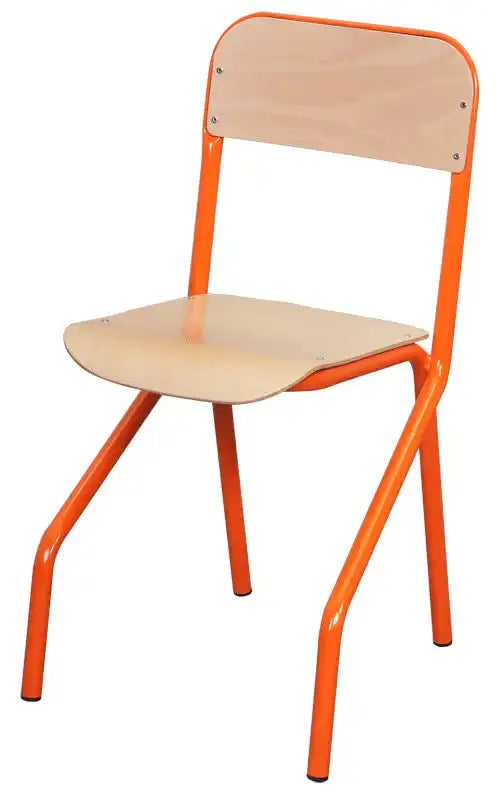 Chaise élève Mathéo coloris orange, hêtre vernis naturel