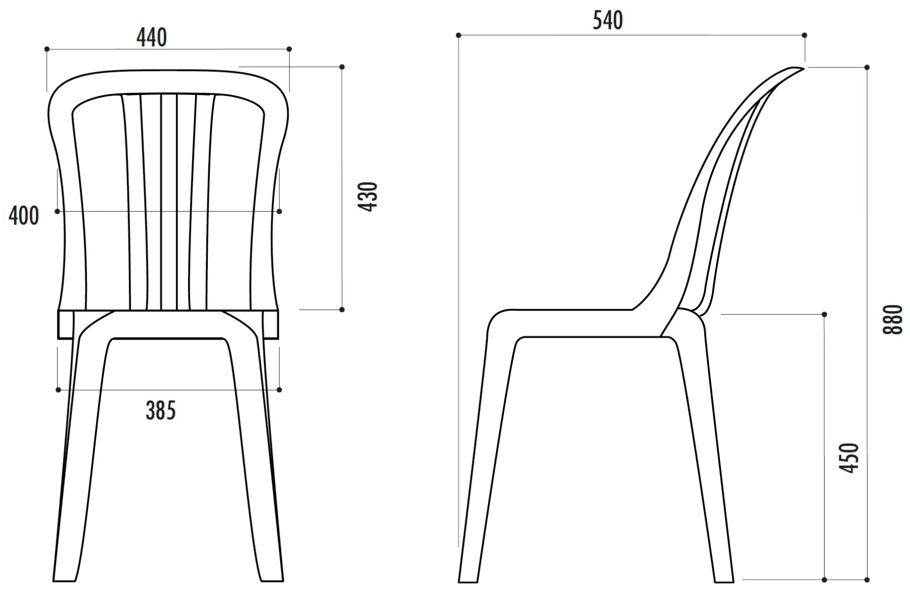 Chaise empilable Miami - France Collectivités