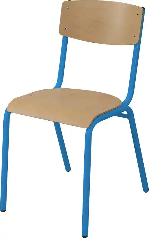 Chaise d'école Owen avec piètement acier bleu