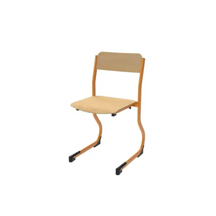 Chaise scolaire CAT appui sur table, assise en multiplis de hêtre et tube acier oblong 36 x 18 mm