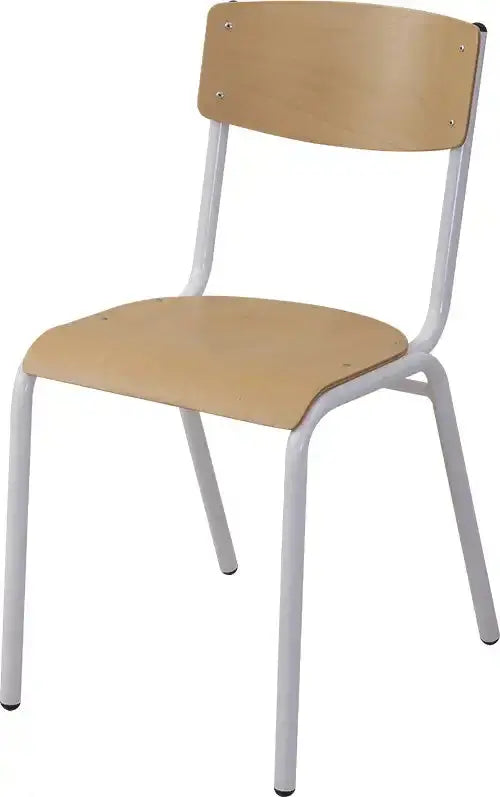 Chaise scolaire Owen 4 pieds, assise et dossier en multiplis de hêtre 8 mm