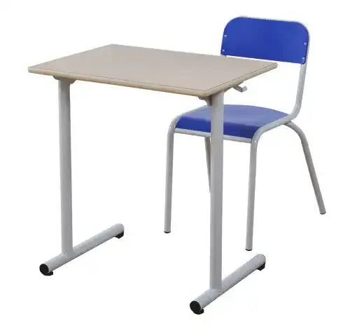 Chaise SE bleue avec une table d'école Azur 1 place