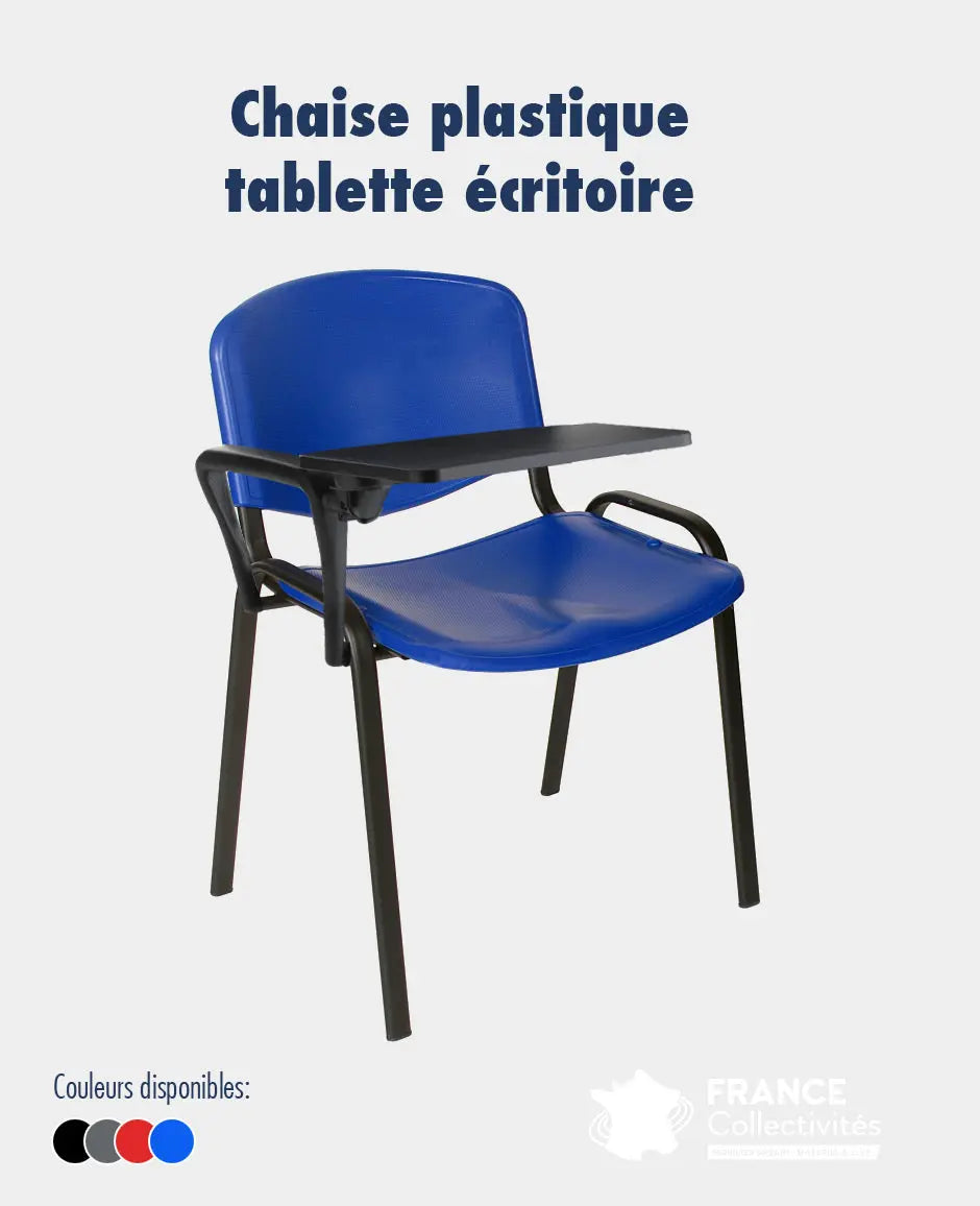 Chaise plastique avec tablette rabattable - France Collectivités