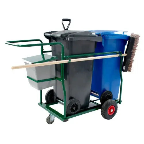 Chariot d’entretien avec 2 conteneurs 120L pour nettoyage des espaces verts