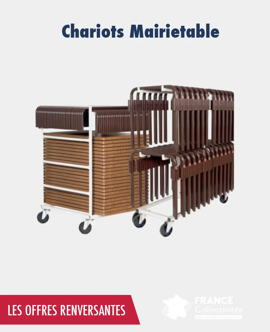 Promo 25 mairietables 120 x 80 cm + 1 chariot france collectivités