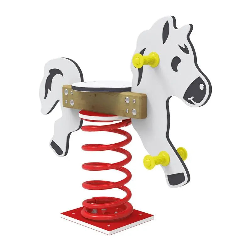 Jeu sur ressort Cheval blanc avec poignées et repose-pieds