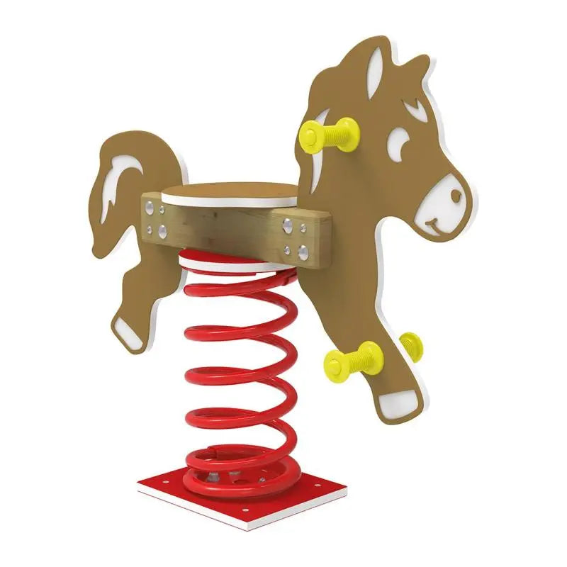 Cheval à ressort marron en HPDE recyclable, 1 place