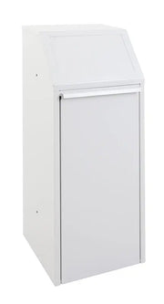 Collecteur de tri sélectif 70 L en acier gris avec ouverture push, vue de face, Vepa Bins – France Collectivités