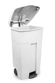 Conteneur mobile 125 L blanc à pédale avec 2 roues et poignée, Vepa Bins – France Collectivités