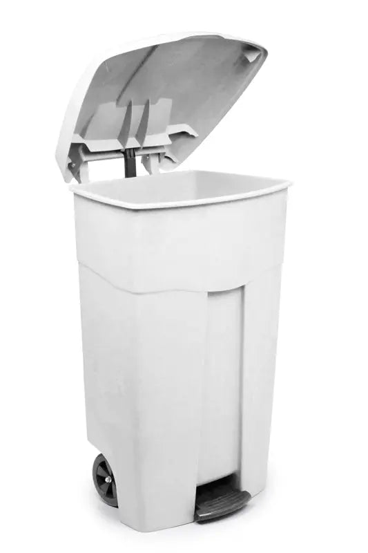Conteneur mobile 125 L blanc à pédale avec 2 roues et poignée, Vepa Bins – France Collectivités