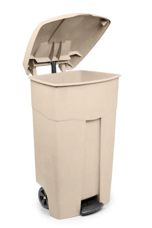 Conteneur à pédale 125 litres crème sur roues pour cuisine collective – France Collectivités