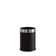 Corbeille à papier Palace 13 L en simili cuir noir et inox, Medial International – France Collectivités