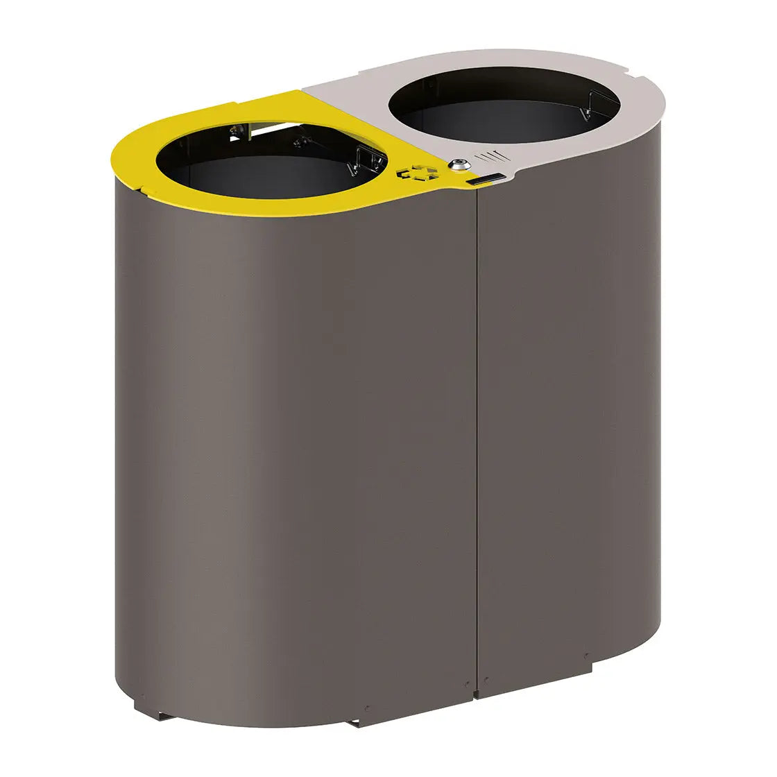 Corbeille Rome Tri sélectif 2 x 60 litres – Gris city, Avec seaux, 2 x 50 L, Jaune et grise