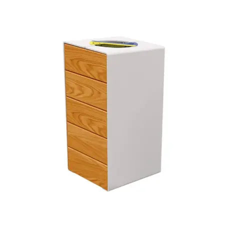 Corbeille KUB tri sélectif acier et bois