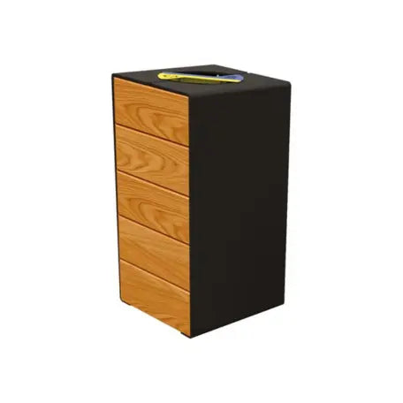 Corbeille KUB tri sélectif acier et bois