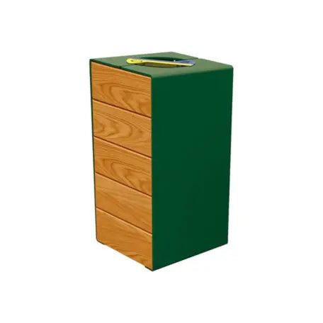 Corbeille KUB tri sélectif acier et bois