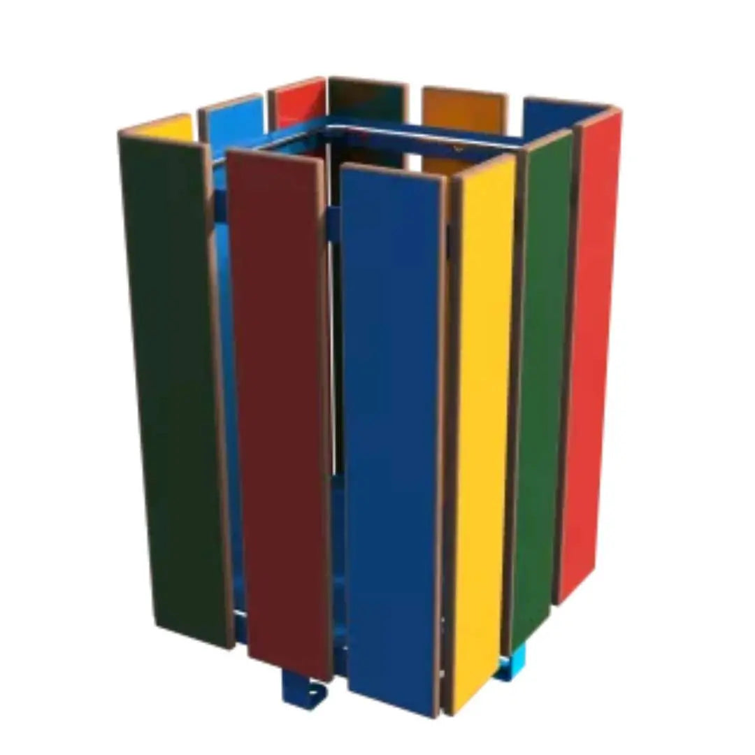 Corbeille en acier multicolores carrée 40L enfants - ODEO france collectivités