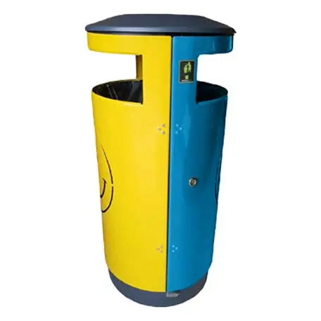 Corbeille acier Smiley Park tri sélectif 2x40L