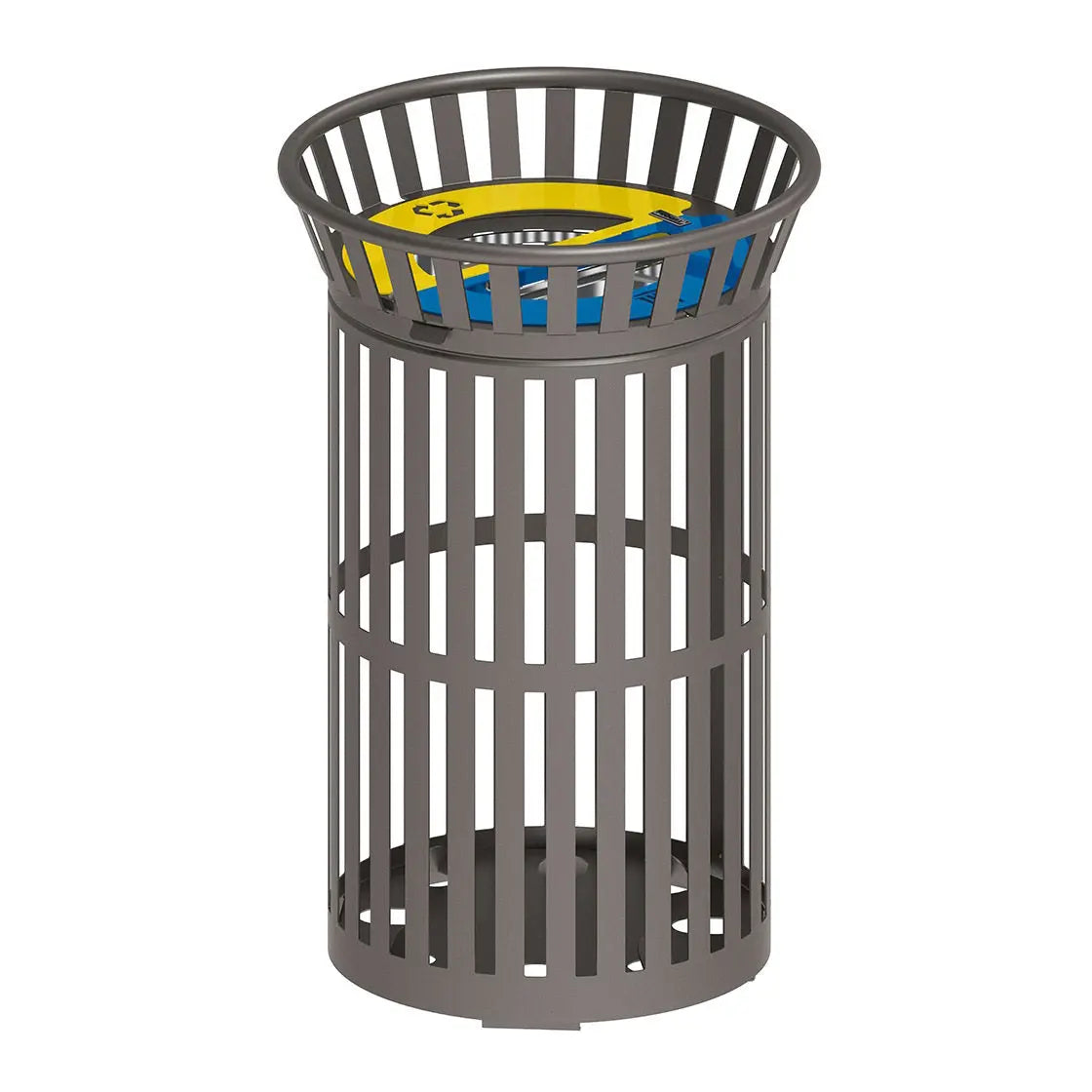 Corbeille de tri sélectif Tulipe 2 x 55 L gris city, signalétique jaune et bleue – France Collectivités