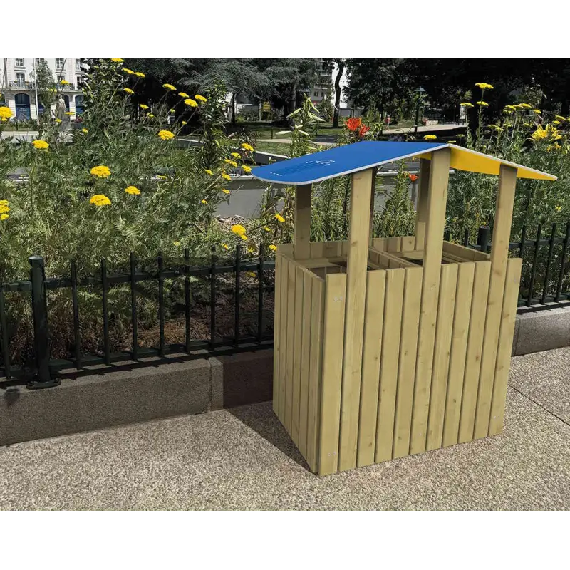 Corbeille Turin avec toit Tri sélectif 2 x 100 litres