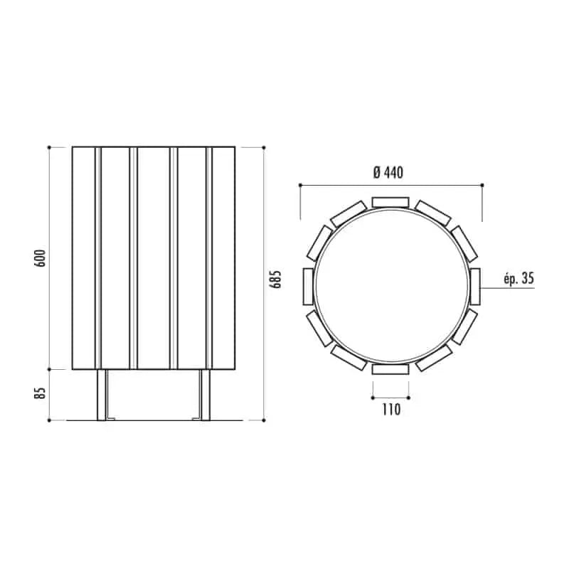 Corbeille ronde en bois 48L Vigo