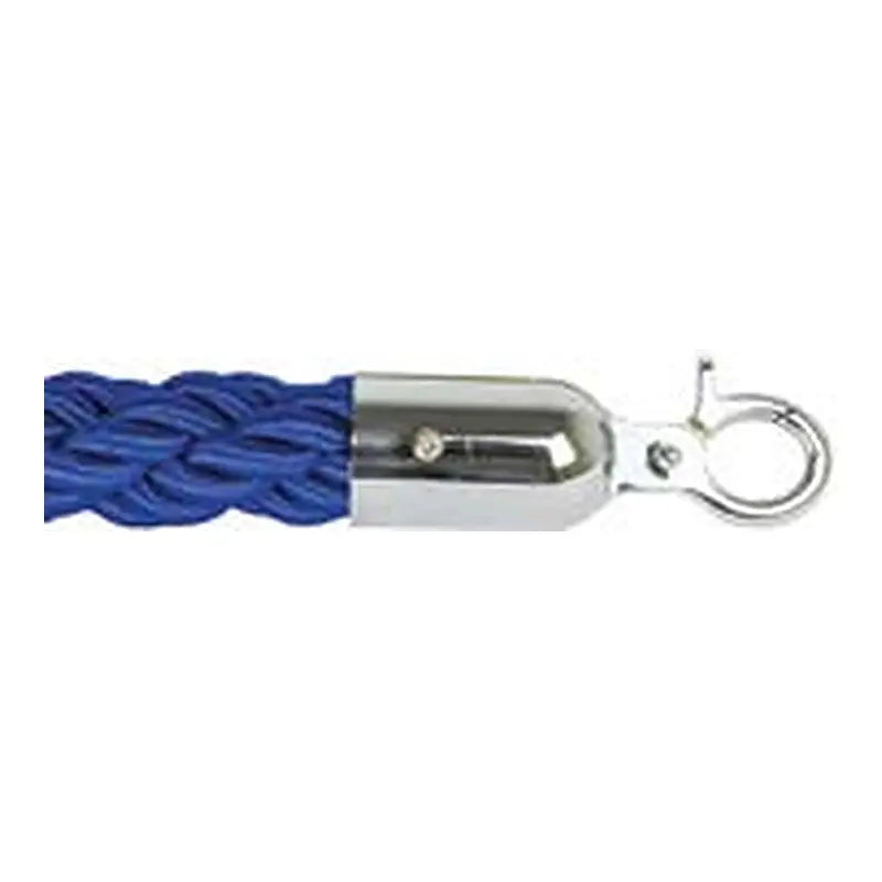 Cordon tressé bleu à mousqueton inox brillant
