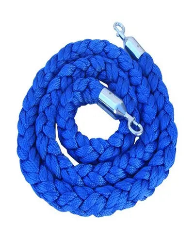 Cordon de guidage bleu tressé, mousquetons acier chromé