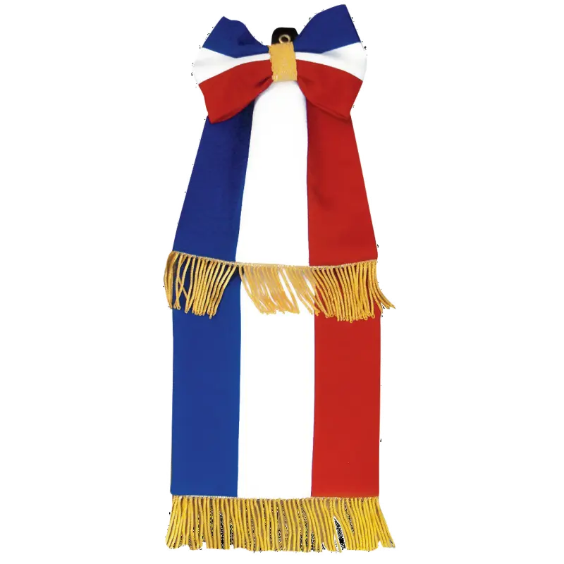 Cravate tricolore - Franges bouillon or + noeud france collectivités