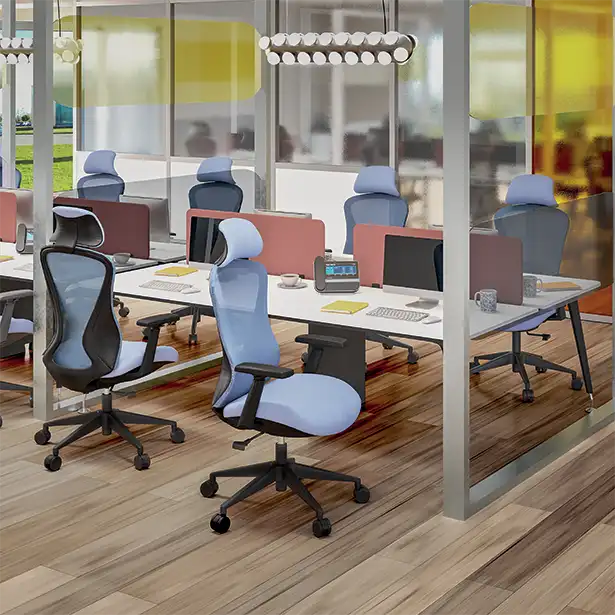 Fauteuil ergonomique designer unicolor avec appui-tête et accoudoirs 3D