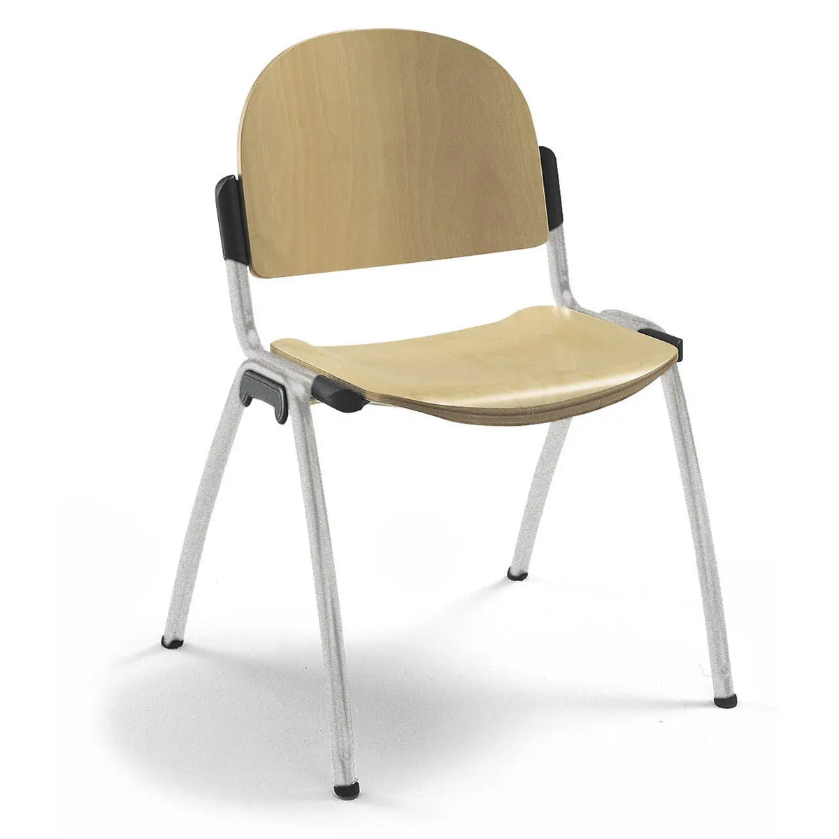 Chaise d'accueil Diam assise et dossier hêtre naturel, structure acier gris alu