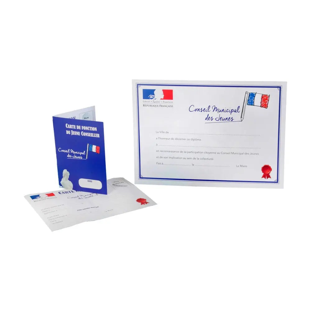 Diplôme d'honneur et carte de fonction Conseil Municipal des Jeunes ou Conseil Municipal des Enfants france collectivités
