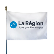 Drapeau de la région Auvergne-Rhône-Alpes sur hampe bois