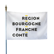 Drapeau de la région Bourgogne-Franche-Comté sur hampe bois