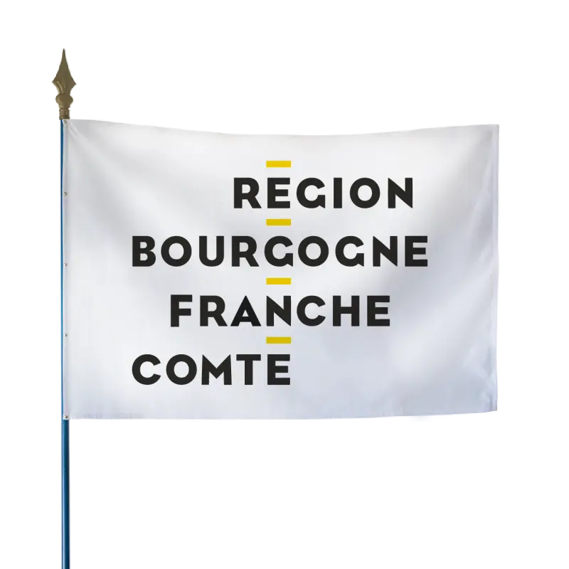 Drapeau de la région Bourgogne-Franche-Comté sur hampe bois