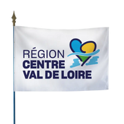 Drapeau de la région Centre-Val de Loire sur hampe bois