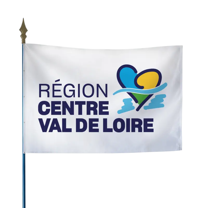 Drapeau de la région Centre-Val de Loire sur hampe bois