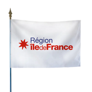 Drapeau de la région Île-de-France sur hampe bois