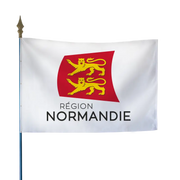 Drapeau de la région Normandie sur hampe bois