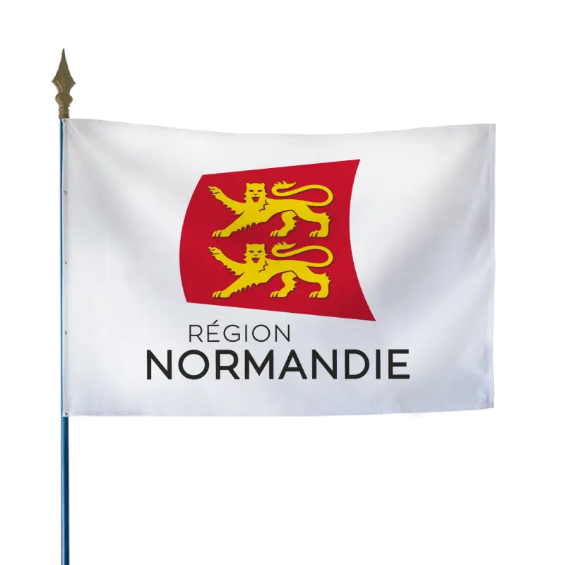 Drapeau de la région Normandie sur hampe bois