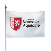 Drapeau de la région Nouvelle-Aquitaine sur hampe bois