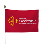 Drapeau de la région Occitanie sur hampe bois