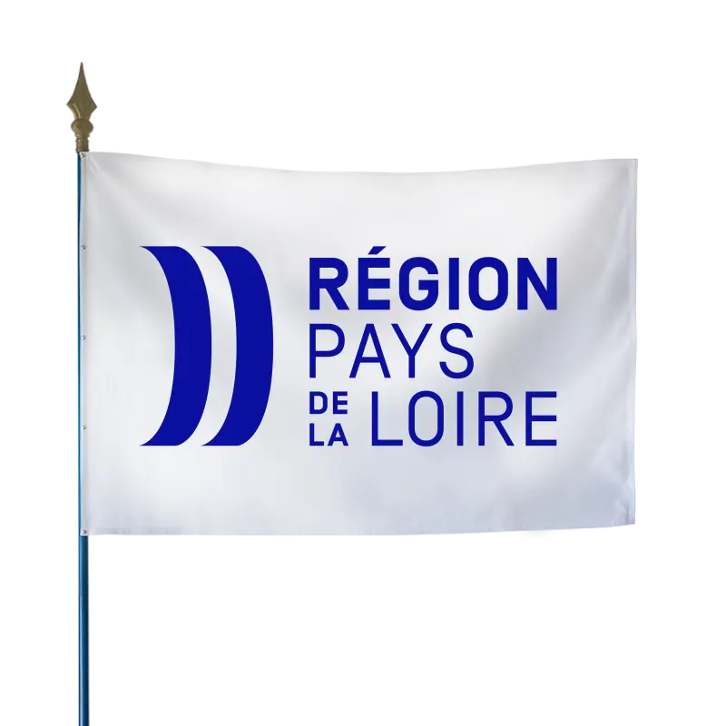 Drapeau de la région Pays de la Loire sur hampe bois
