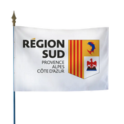 Drapeau de la Région Sud Provence-Alpes-Côte d'Azur sur hampe bois