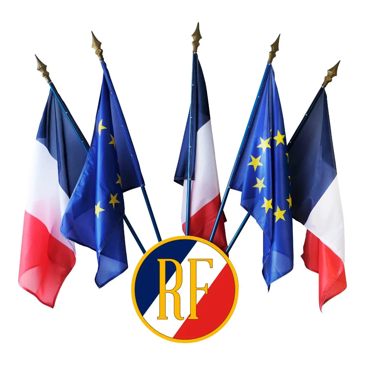 Ecusson porte-drapeaux rond RF aspect vieilli - vintage france collectivités