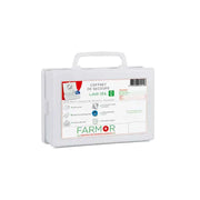 Coffret lave-œil individuel Farmor sans stylo, boîtier blanc mural avec dosettes de sérum physiologique et œillères