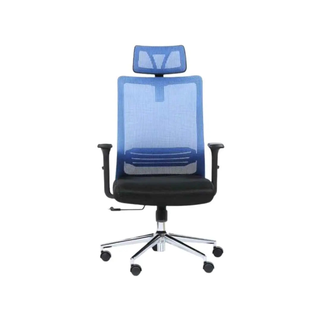 Chaise de bureau TAOS bleue ergonomique avec accoudoirs 3D