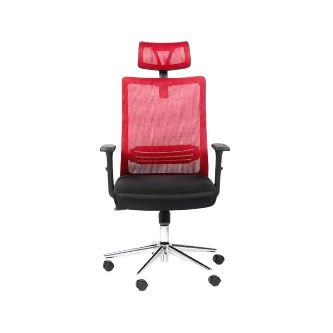 Fauteuil TAOS rouge avec dossier maille et soutien lombaire réglable